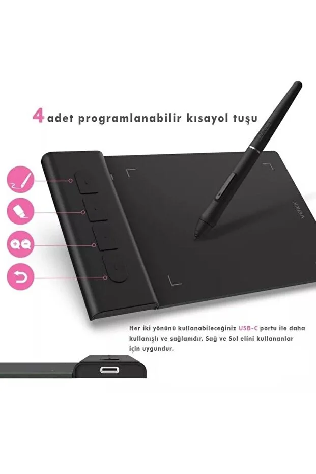VK430 4x3" 16384 Yüksek Basınç Hassasiyetli Taşınabilir 5080 LPI İmza Grafik Tablet + Kalem